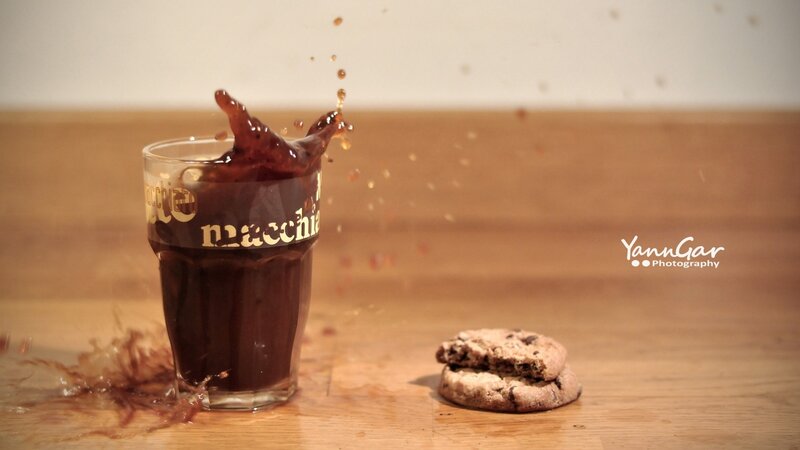 coffee splashing in a glass
