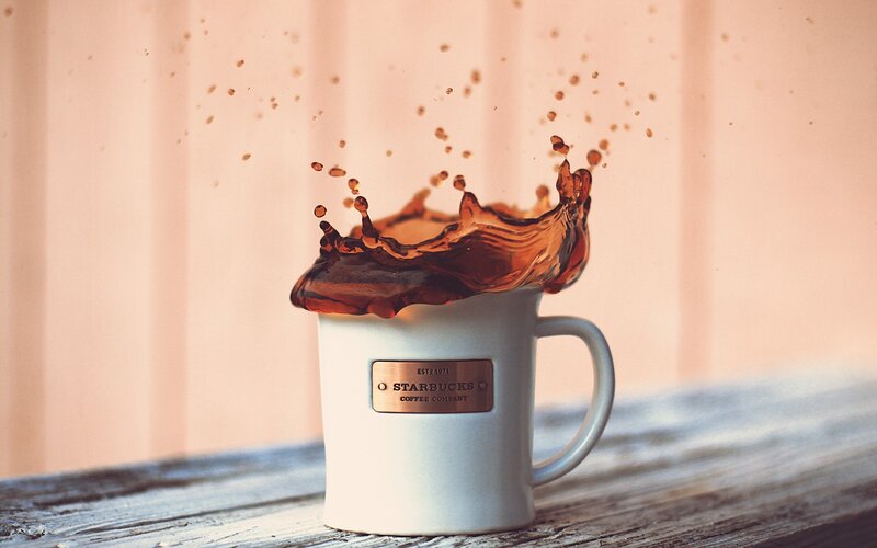 coffee splashing in mug