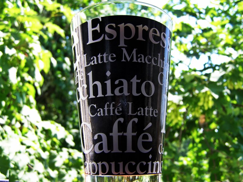 Coffee-themed Drinking Glass