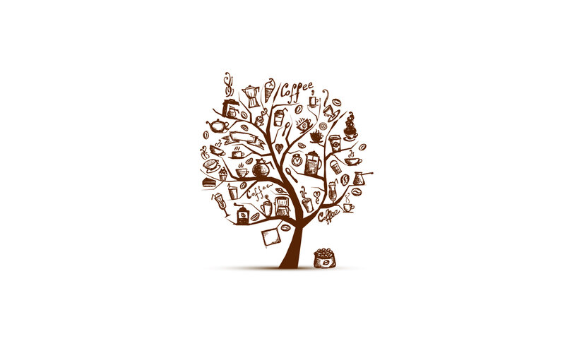 Coffee-themed Tree Illustration