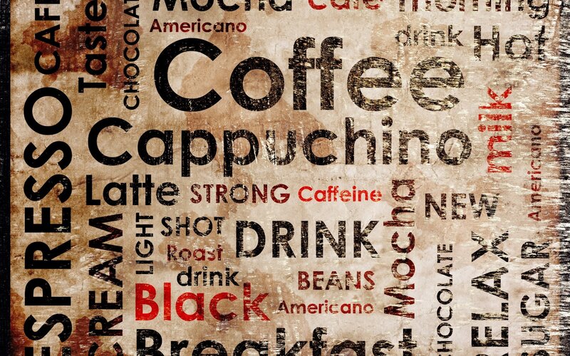 Coffee-themed Word Collage