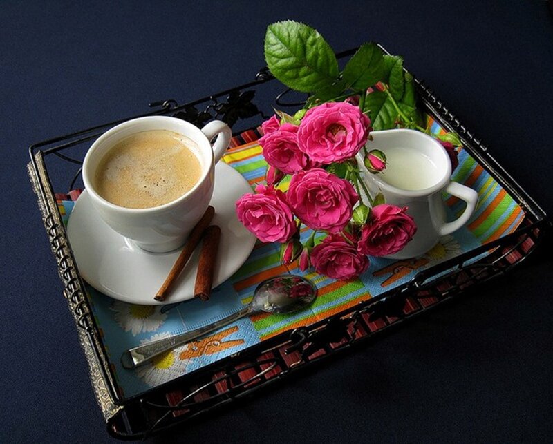 Coffee Tray with Flowers