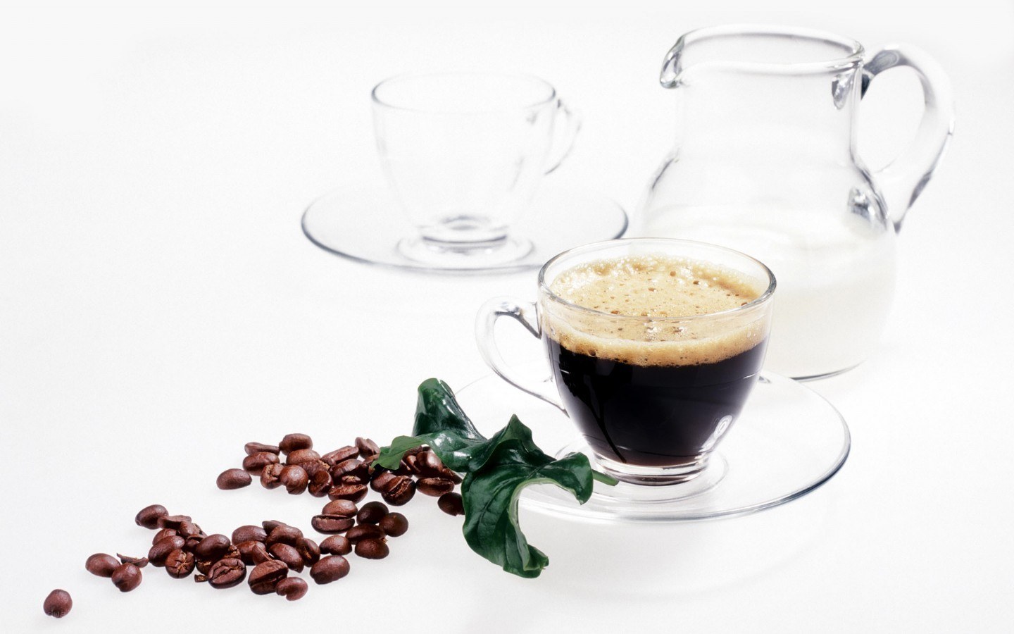 Coffee with beans and milk