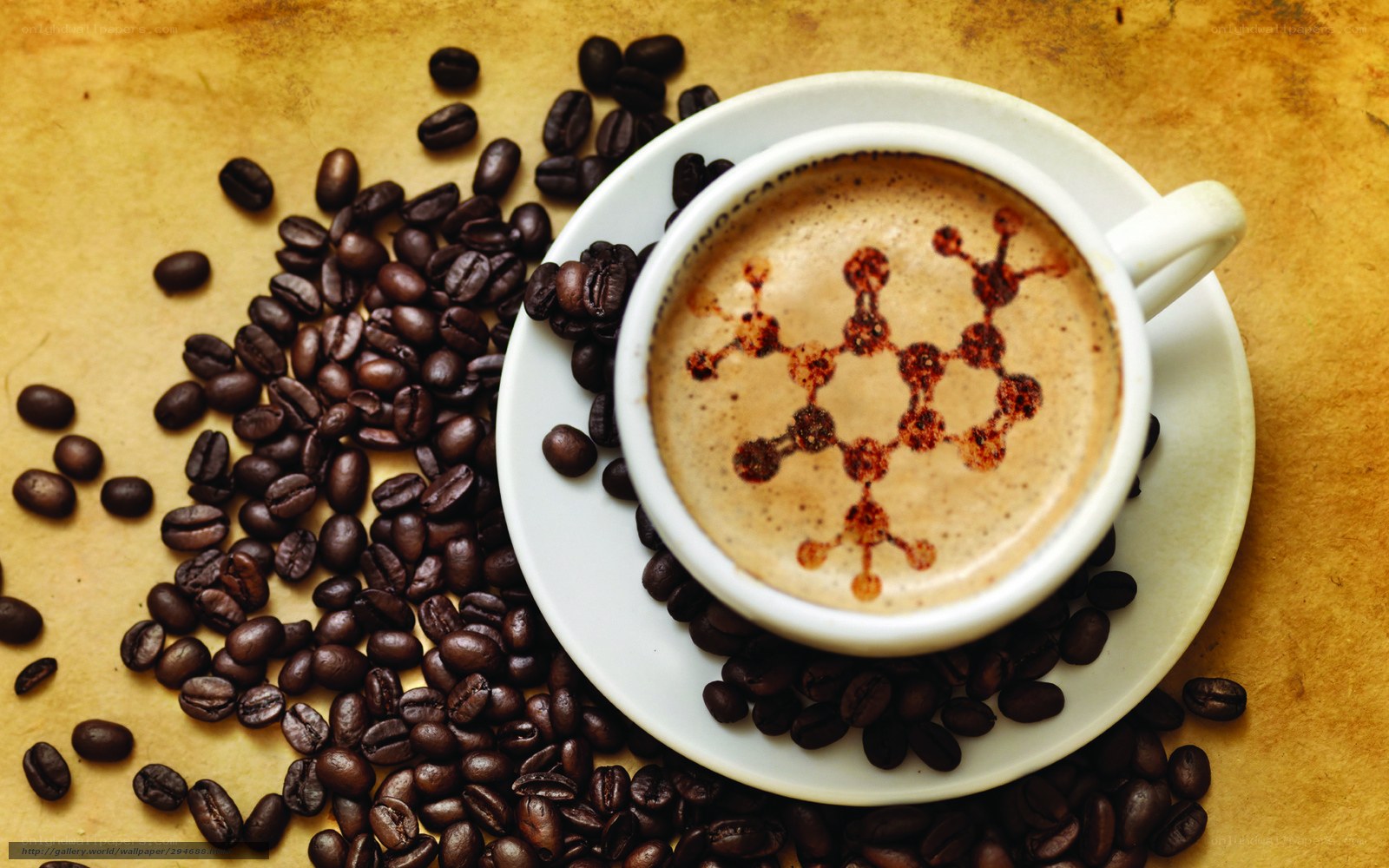 coffee with caffeine molecule