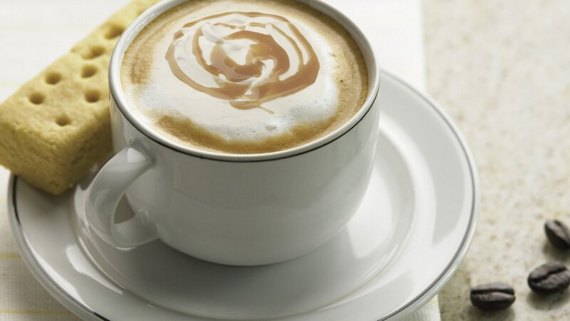 coffee with caramel drizzle