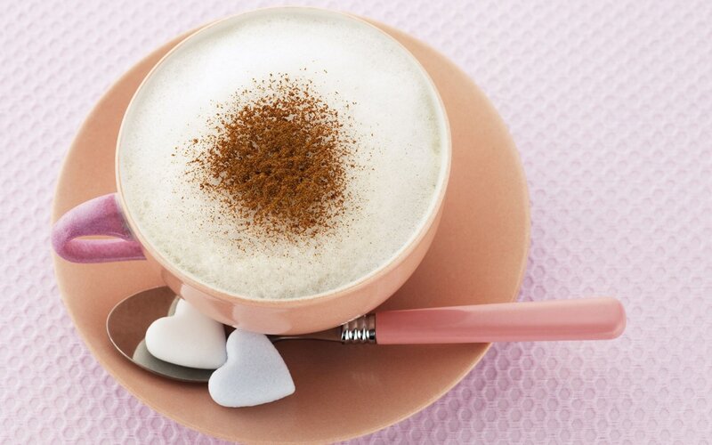 coffee with cinnamon and heart candies
