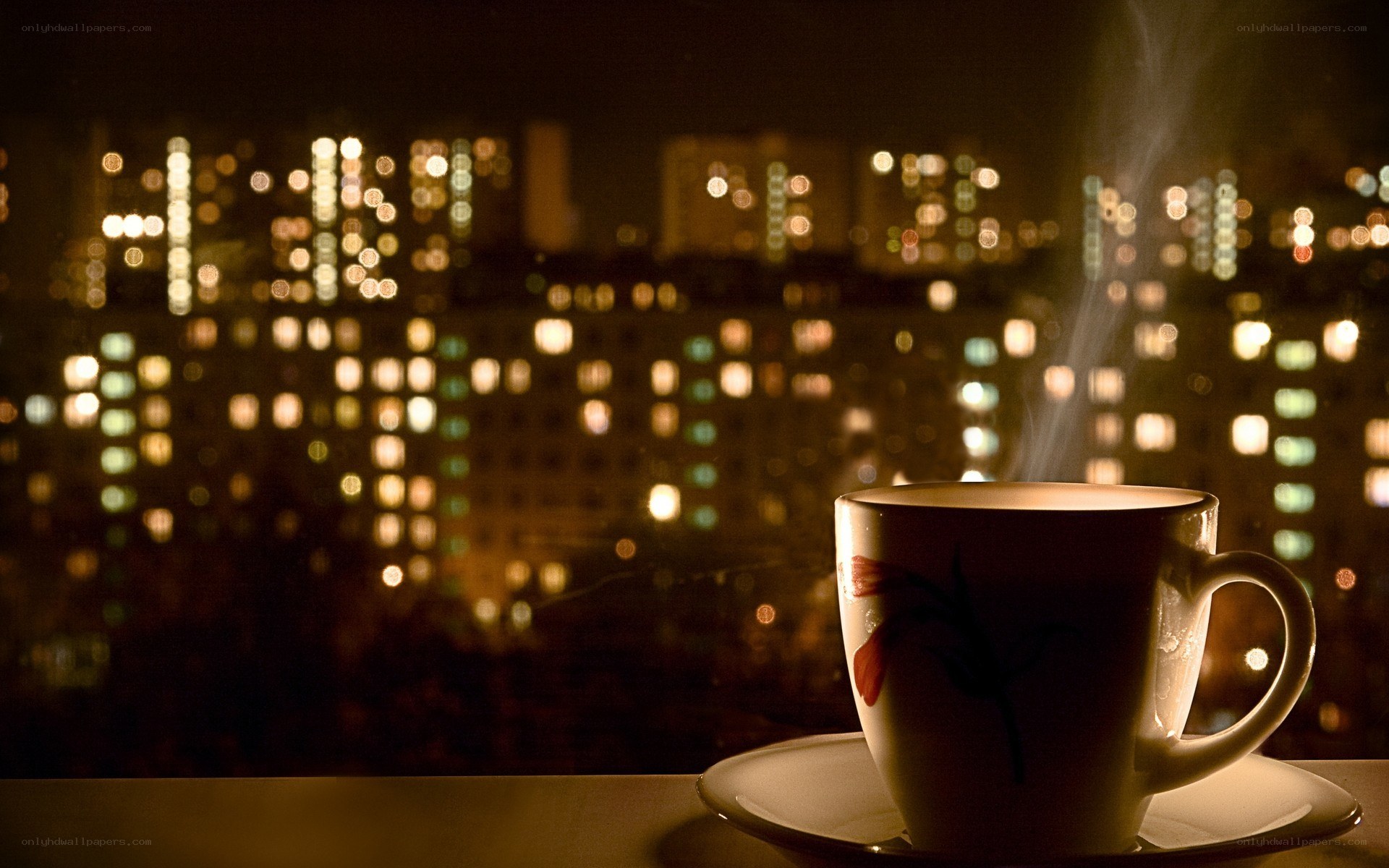 coffee with city lights