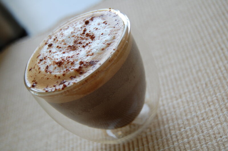 coffee with cocoa powder