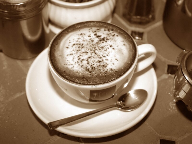 coffee with cocoa powder