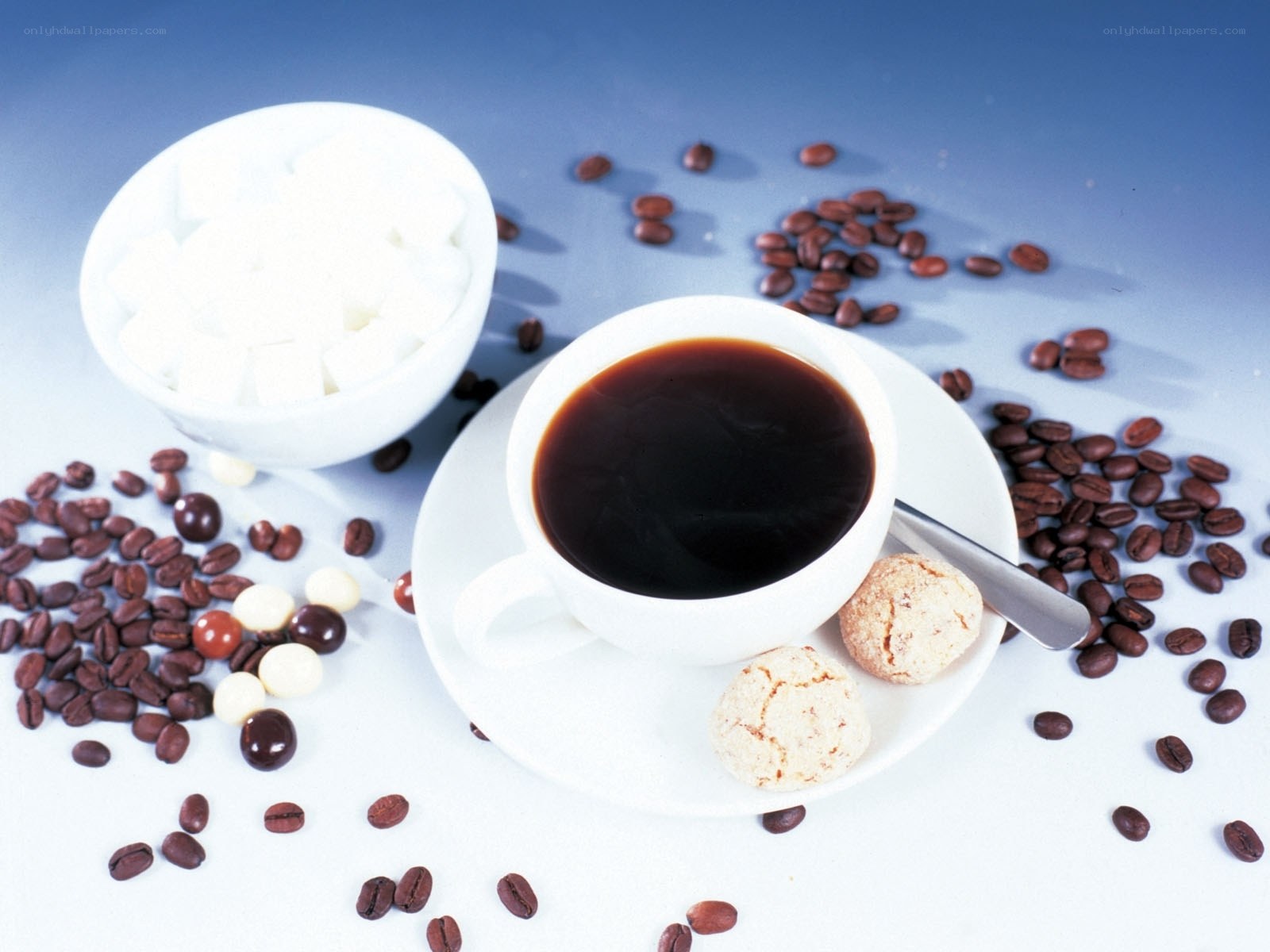 coffee with cookies and sugar