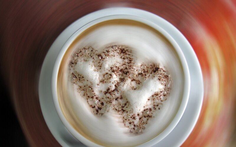 Coffee with Foam Art — White, Calm, Photograph, Cocoa Powder