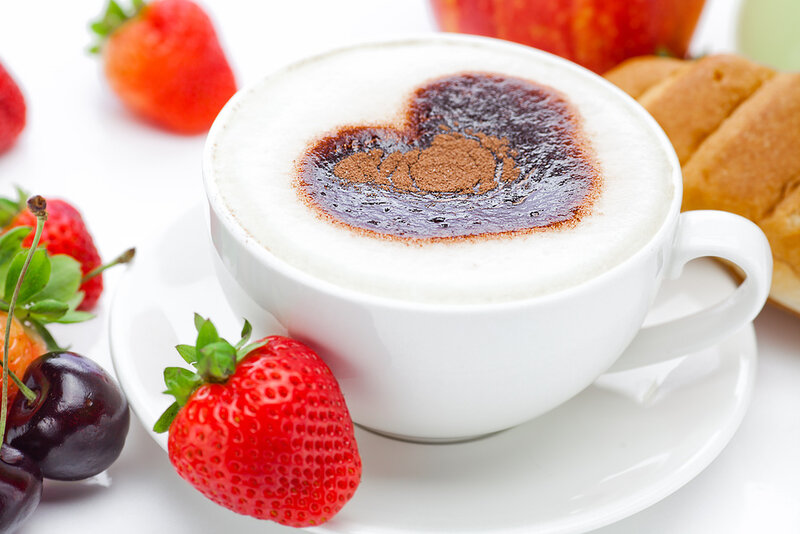 Coffee with Heart Design — White, Calm, Morning