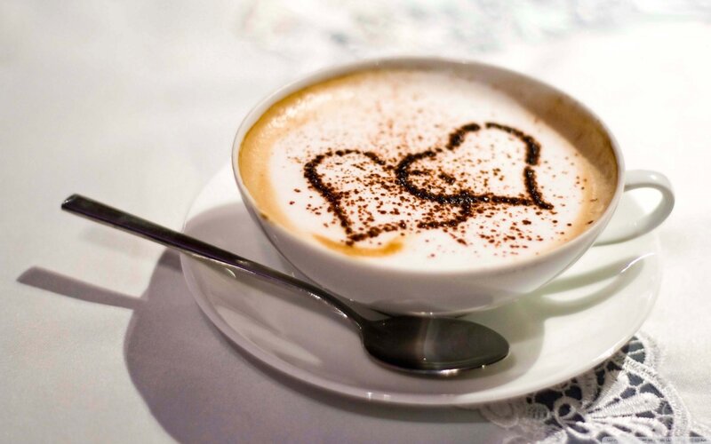 Coffee with Heart Design — White, Calm, Photograph