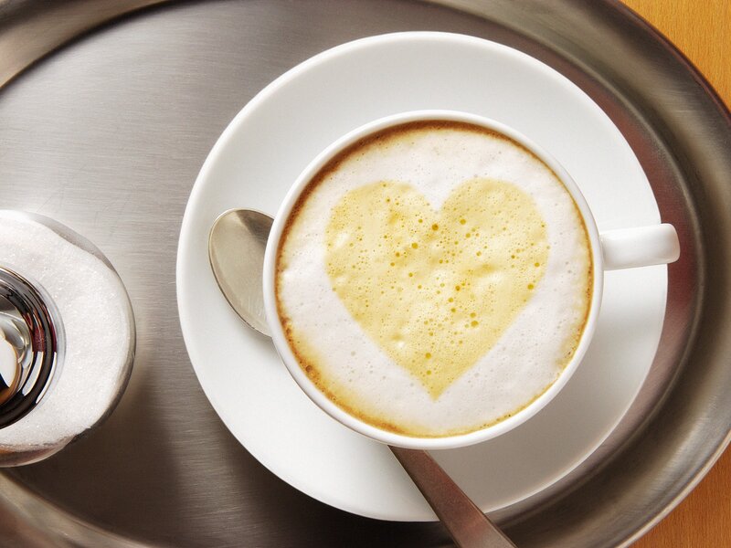 Coffee with Heart Foam — White