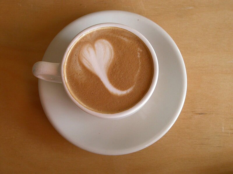 coffee with heart latte art