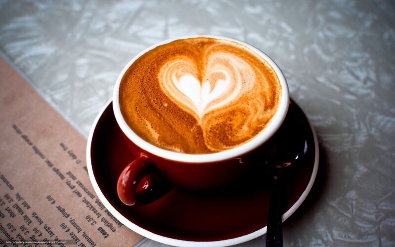 coffee with heart latte art