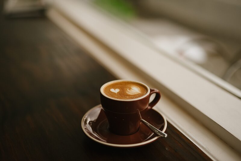 coffee with heart latte art
