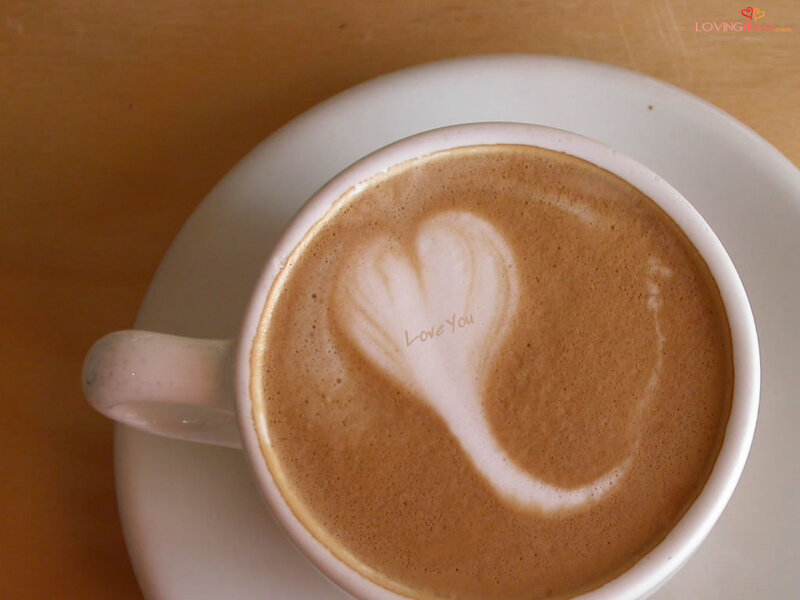 coffee with heart latte art