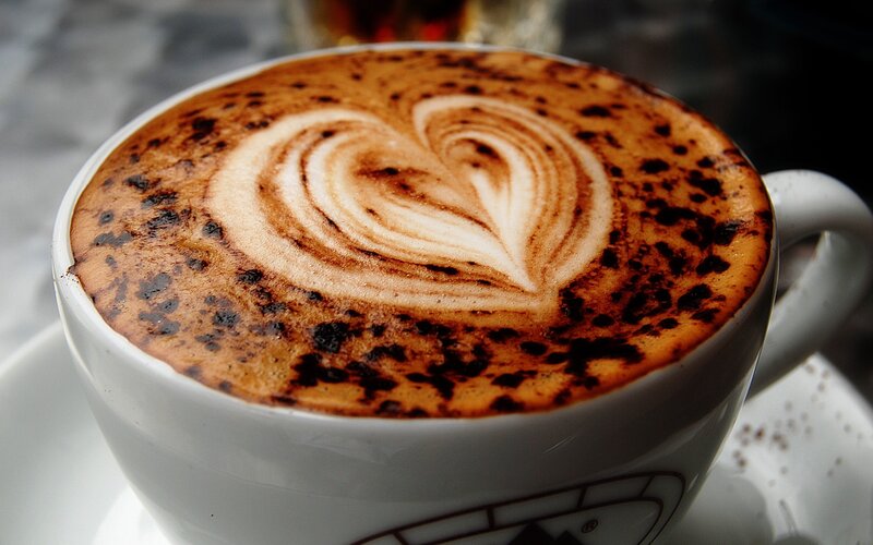 coffee with heart latte art