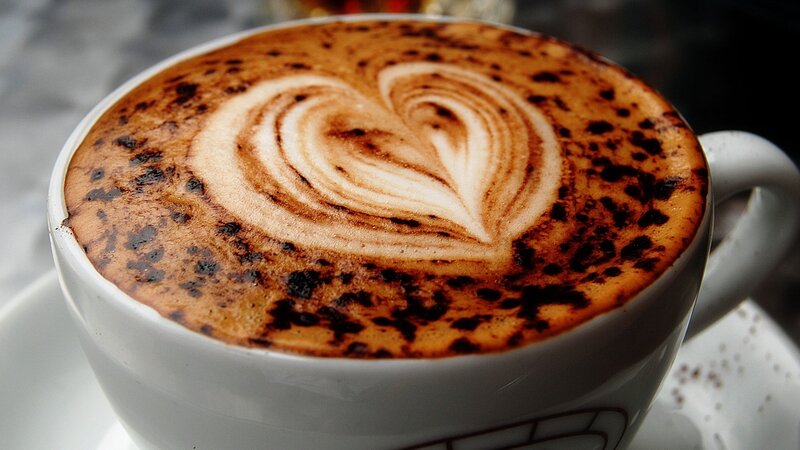 coffee with heart latte art