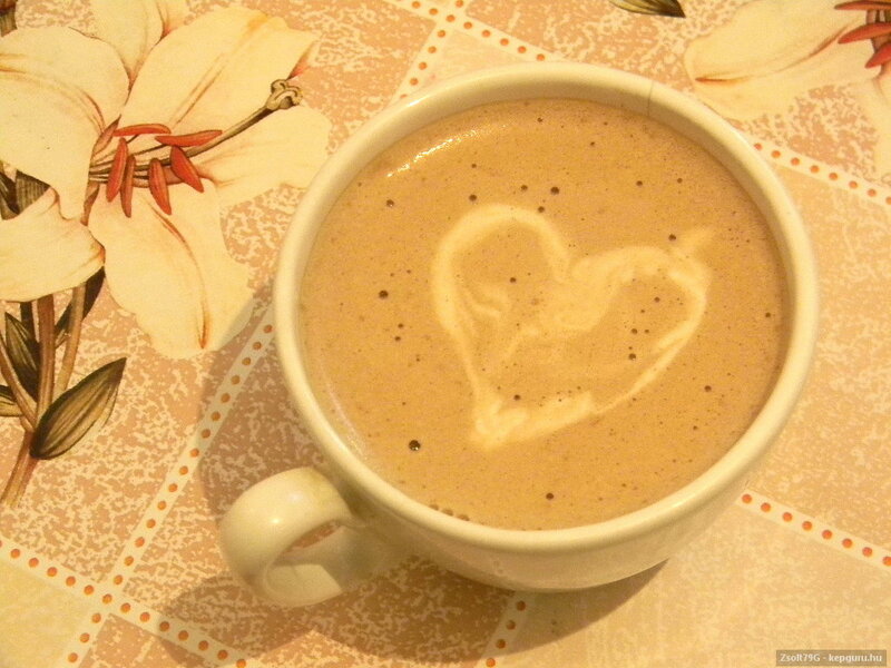 Coffee with Heart Latte Art — Beige