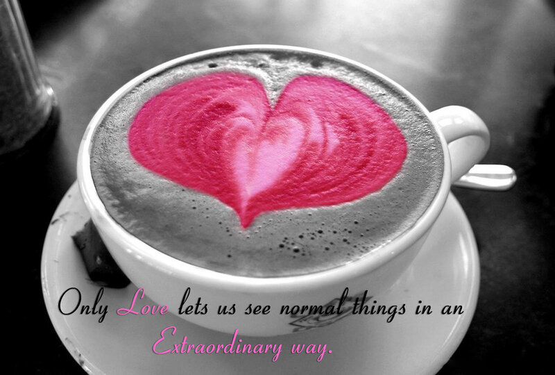 Coffee with Heart Latte Art — Black, Romantic