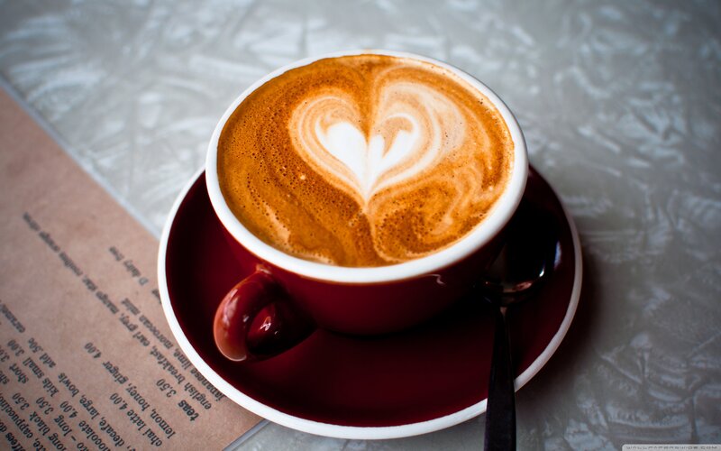 Coffee with Heart Latte Art — Brown, Calm, Morning, Photograph, Cup