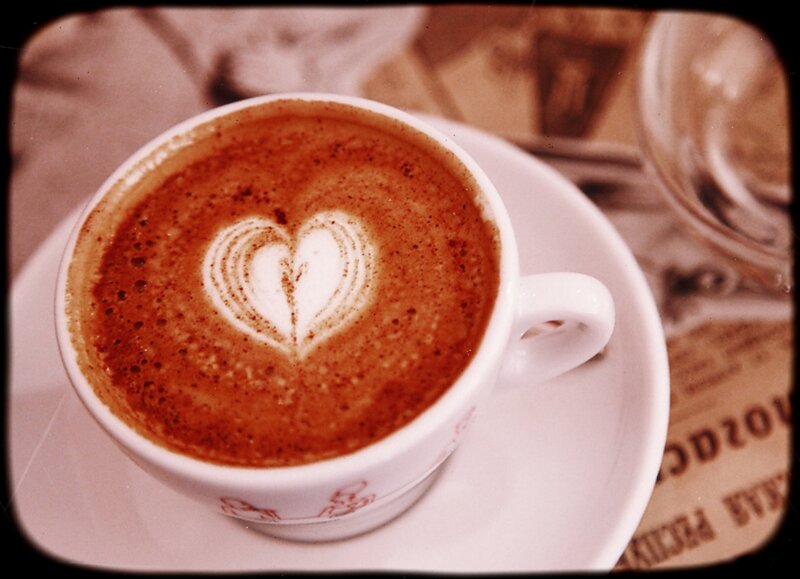 Coffee with Heart Latte Art — Brown, Calm, Morning, Photograph