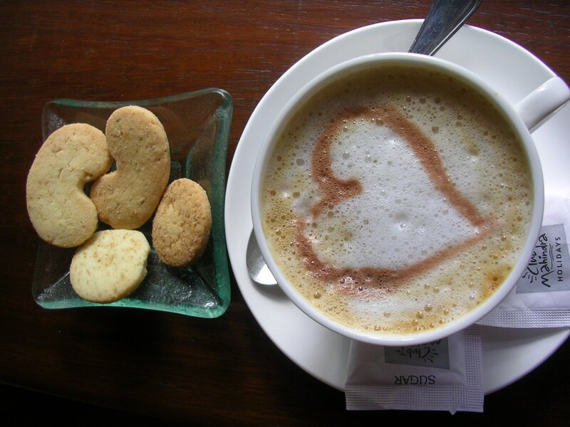 Coffee with Heart Latte Art — Brown, Calm, Photograph, Cookies