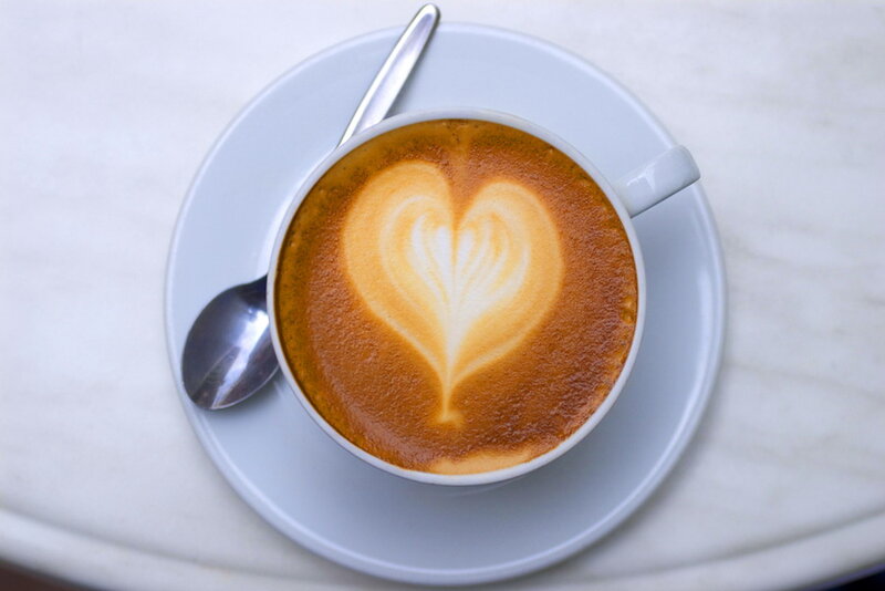 Coffee with Heart Latte Art — Brown, Calm