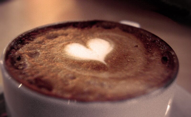 Coffee with Heart Latte Art — Brown