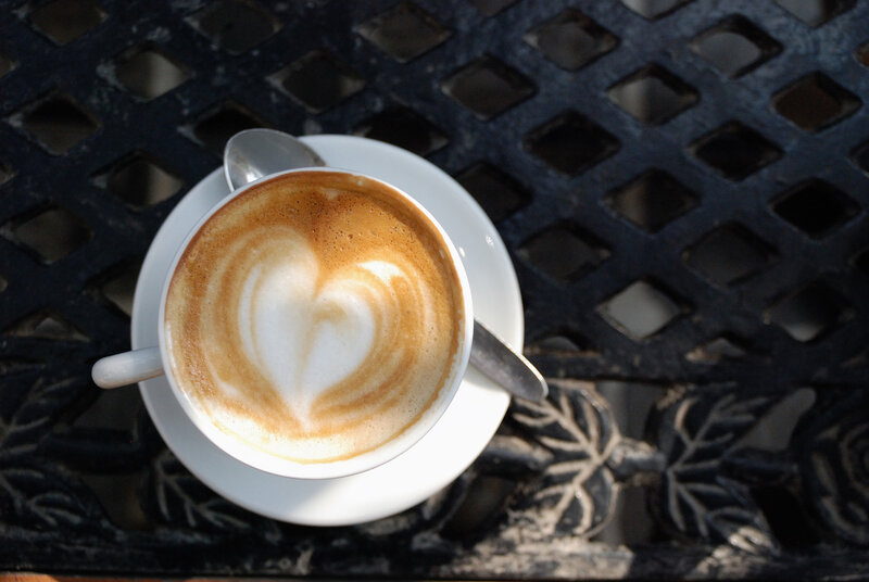 Coffee with Heart Latte Art — White, Calm