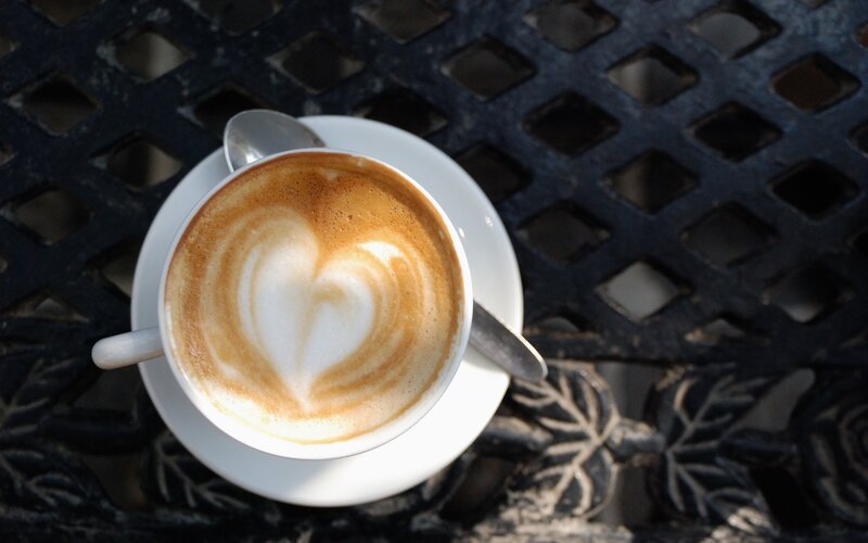 Coffee with Heart Latte Art — White