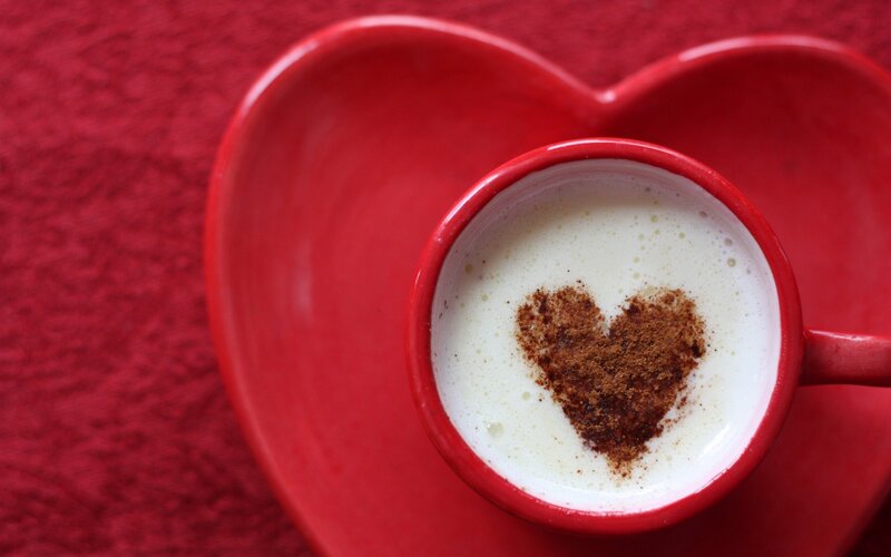 Coffee with Heart Shape — Red