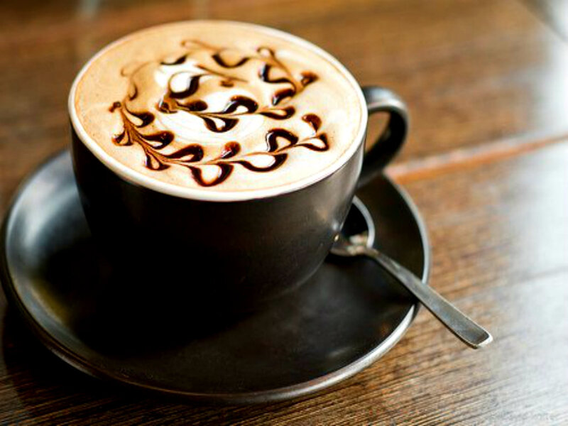 Coffee with Latte Art — Brown, Calm, Photograph, Cup, Saucer, Spoon