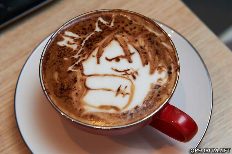 Coffee with Latte Art — Brown, Calm, Photograph, Cup, Saucer