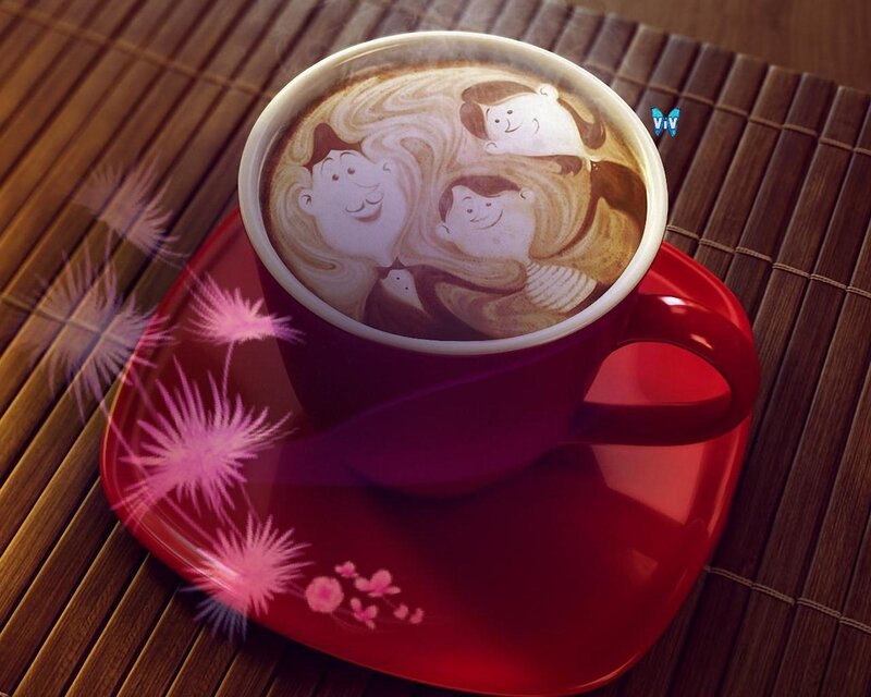 Coffee with Latte Art — Red, Calm