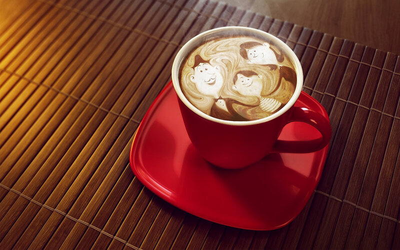 Coffee with Latte Art — Red