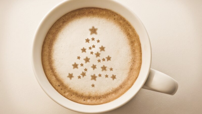 Coffee with Latte Art — White, Calm, Photograph, Star Pattern