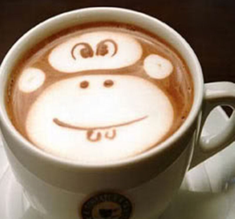 Coffee with Monkey Latte Art