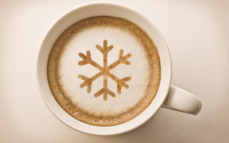 Coffee with Snowflake Latte Art — White