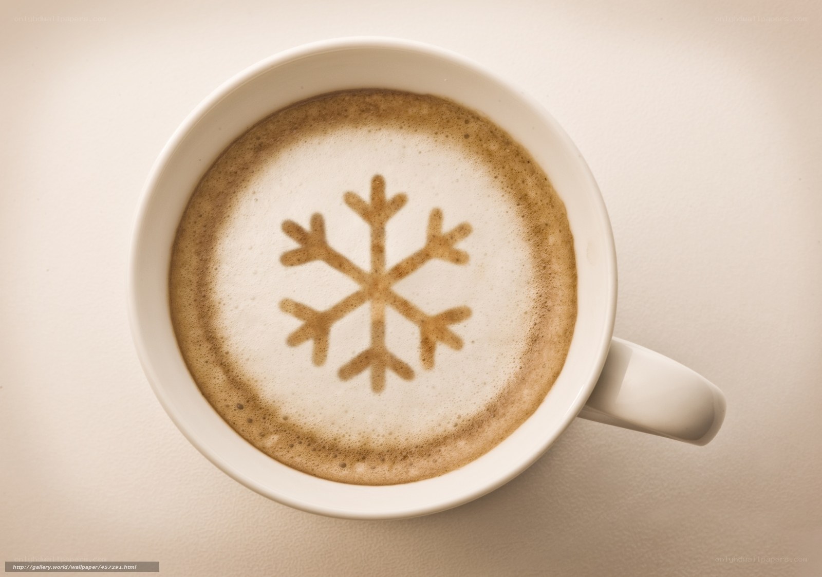coffee with snowflake latte art