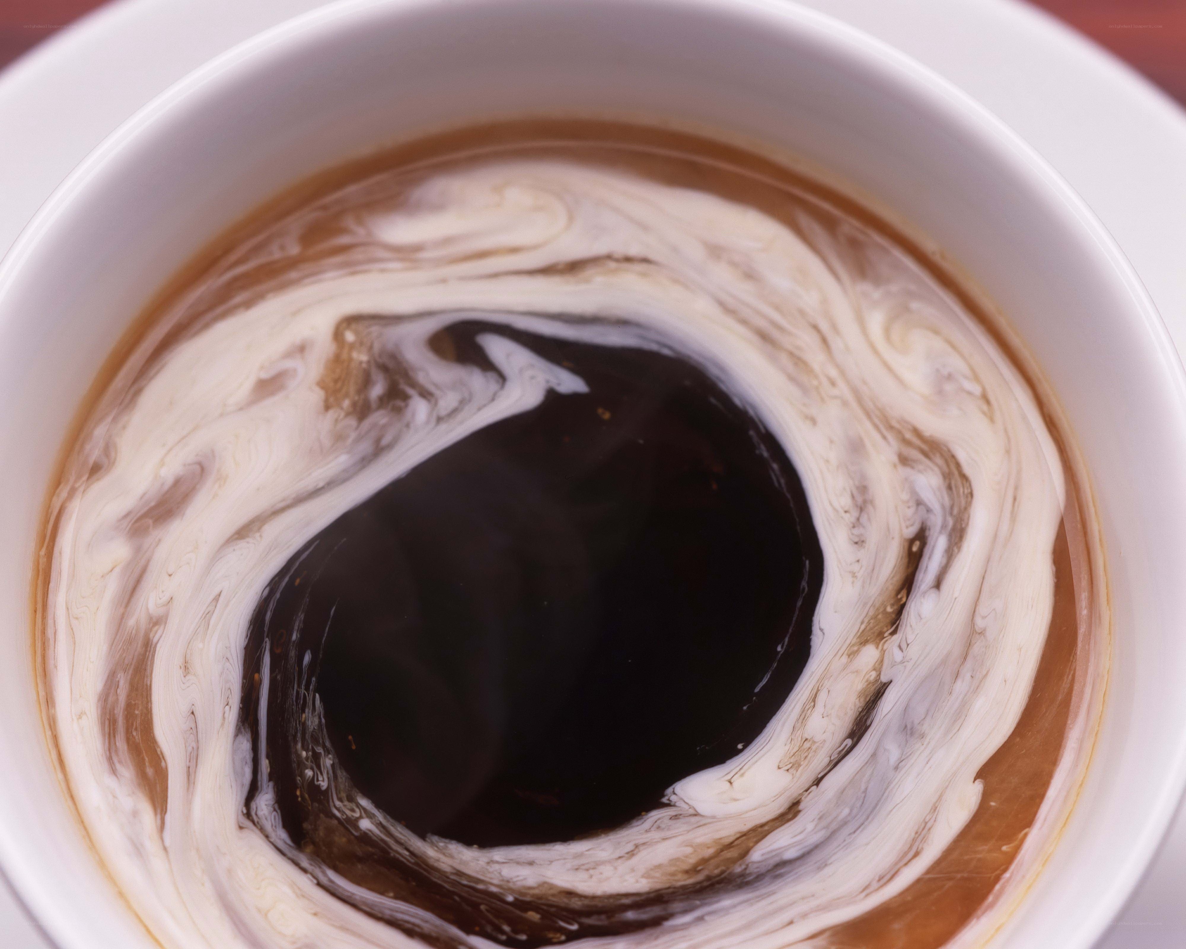 coffee with swirling cream