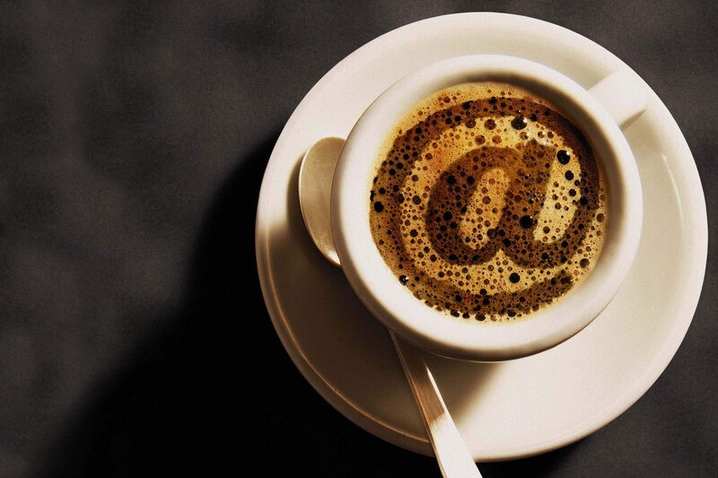 coffee with @ symbol foam