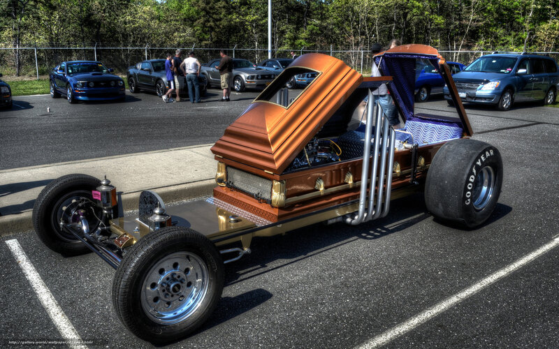 Coffin-shaped hot rod car