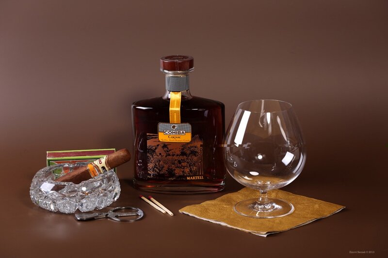 Cognac and cigar setup