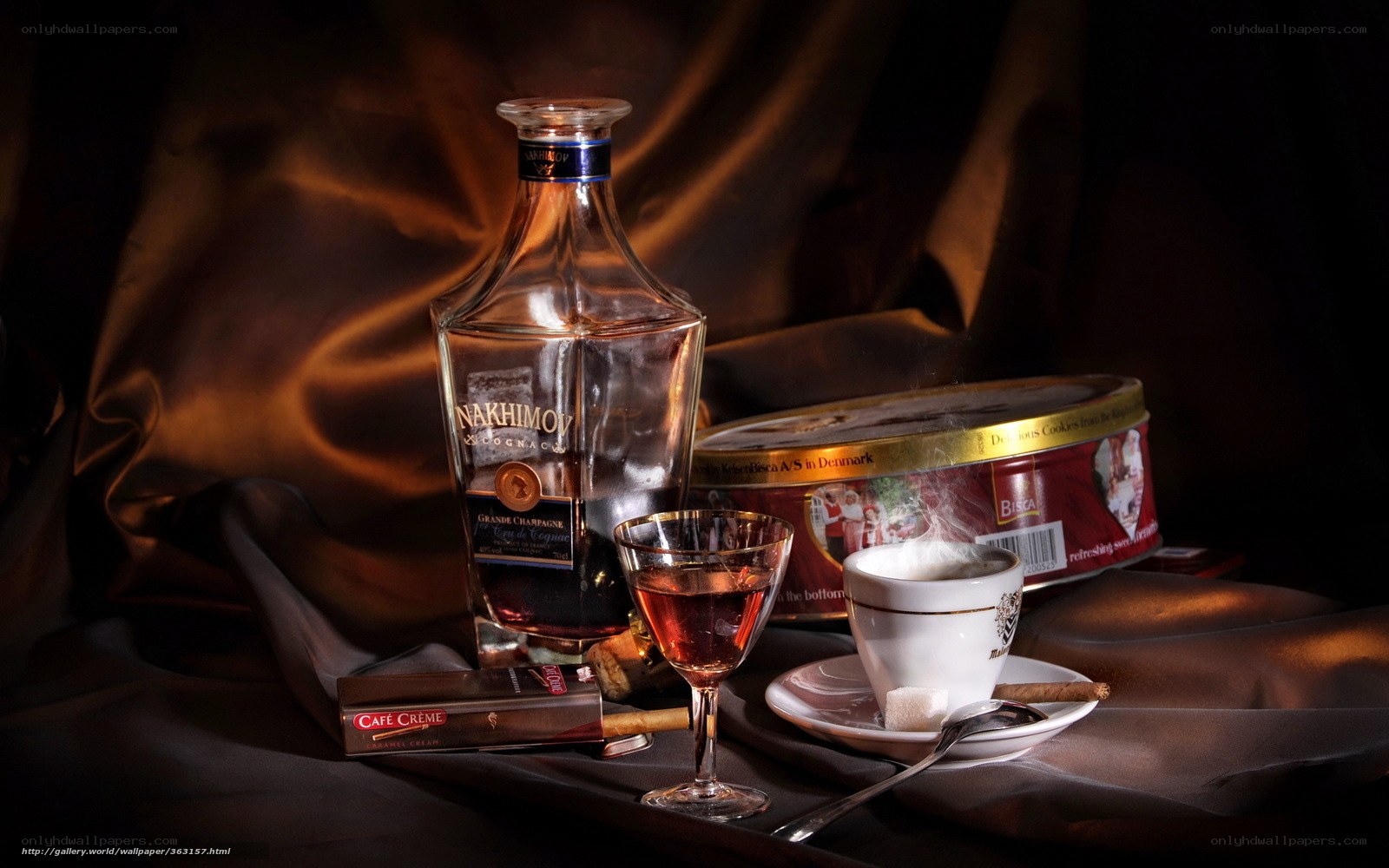 Cognac and coffee still life