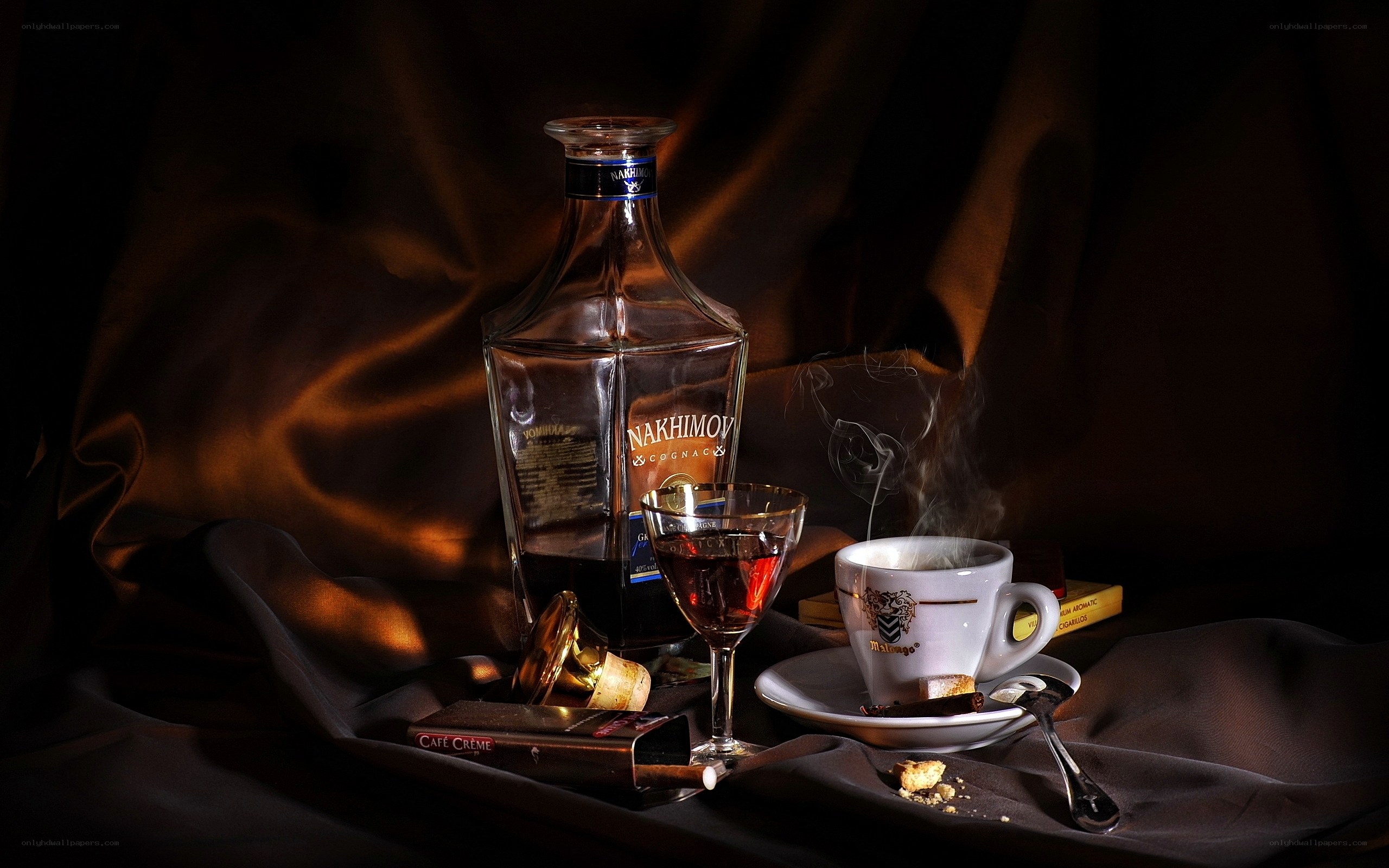 Cognac and coffee still life
