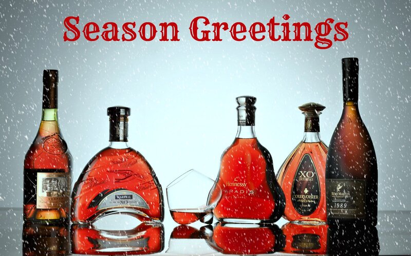 Cognac Bottles in Snow