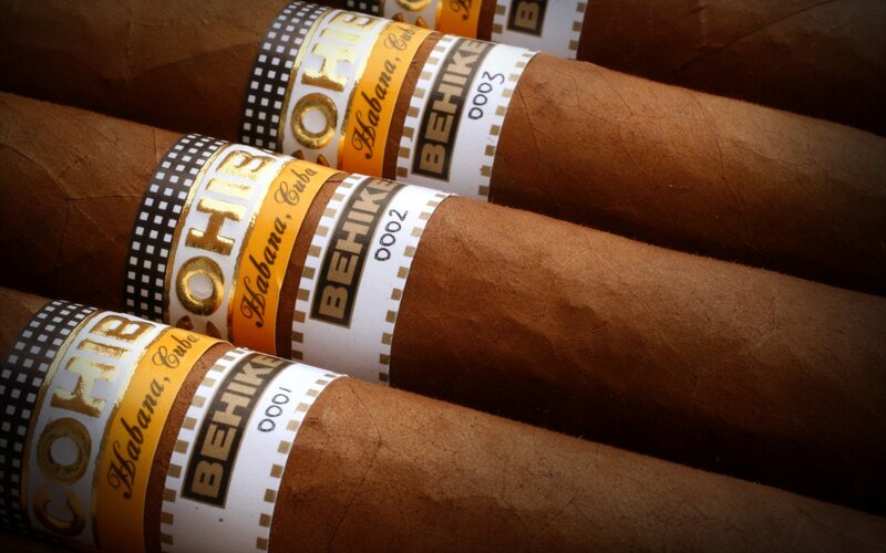 Cohiba cigars in a row